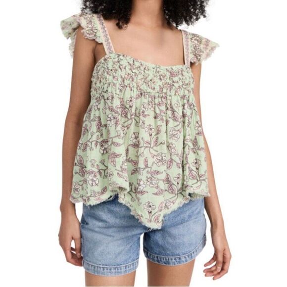 Free People NWT Nala Printed Babydoll Top - Women’s L - Picture 1 of 10